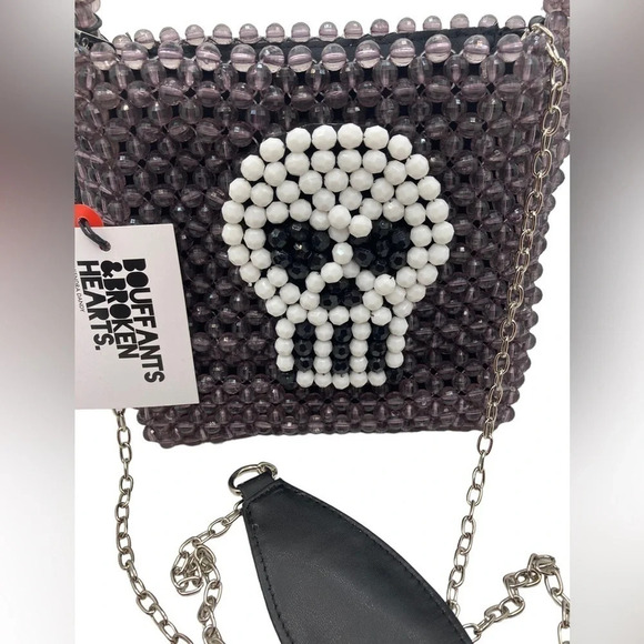 BOUFFANTS & BROKEN HEARTS Kendra Dandy Hand-Beaded Artisan Skull Bag NEW NWT - Picture 15 of 16